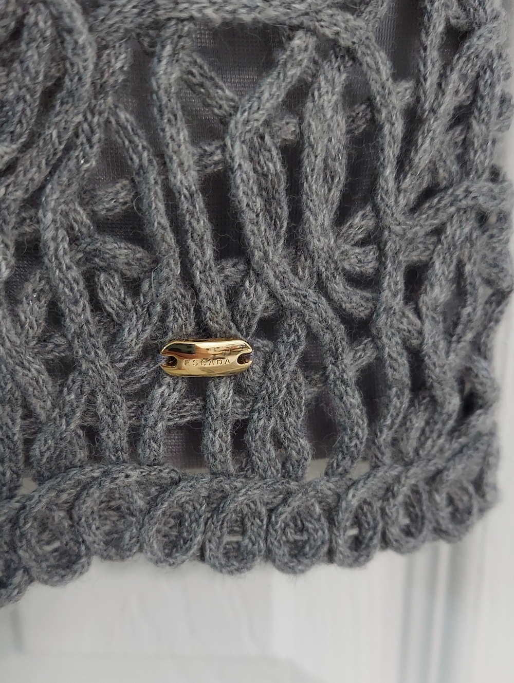 ESCADA Sweater, Med, Wool Blend Vest, Open Knit Front Lined, Cashmere Back - Picture 7 of 13